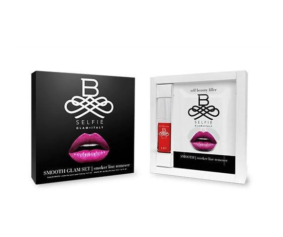 B-Selfie Smooth Glam Set - Smoker Line Remover Hyaluronic Microneedle Patches 4pc & Lip serum 15ml
